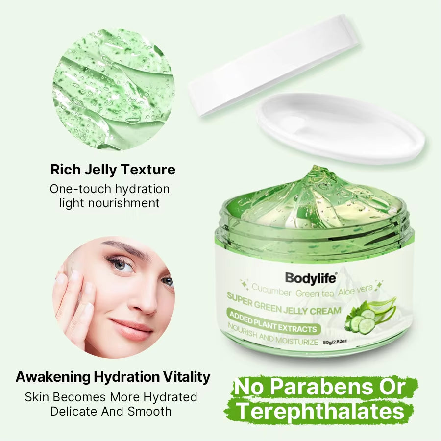 Natural Cucumber Green Tea Aloe Vera Gel Moisturizer Nourishing Lightening Face Gel