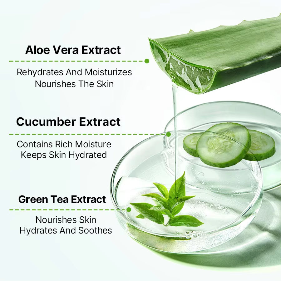 Natural Cucumber Green Tea Aloe Vera Gel Moisturizer Nourishing Lightening Face Gel