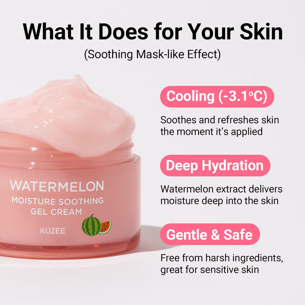 Daily Face Moisturizer Plumping Facial Cooling Soothing Hydrating Watermelon Moisture Soothing Gel Cream